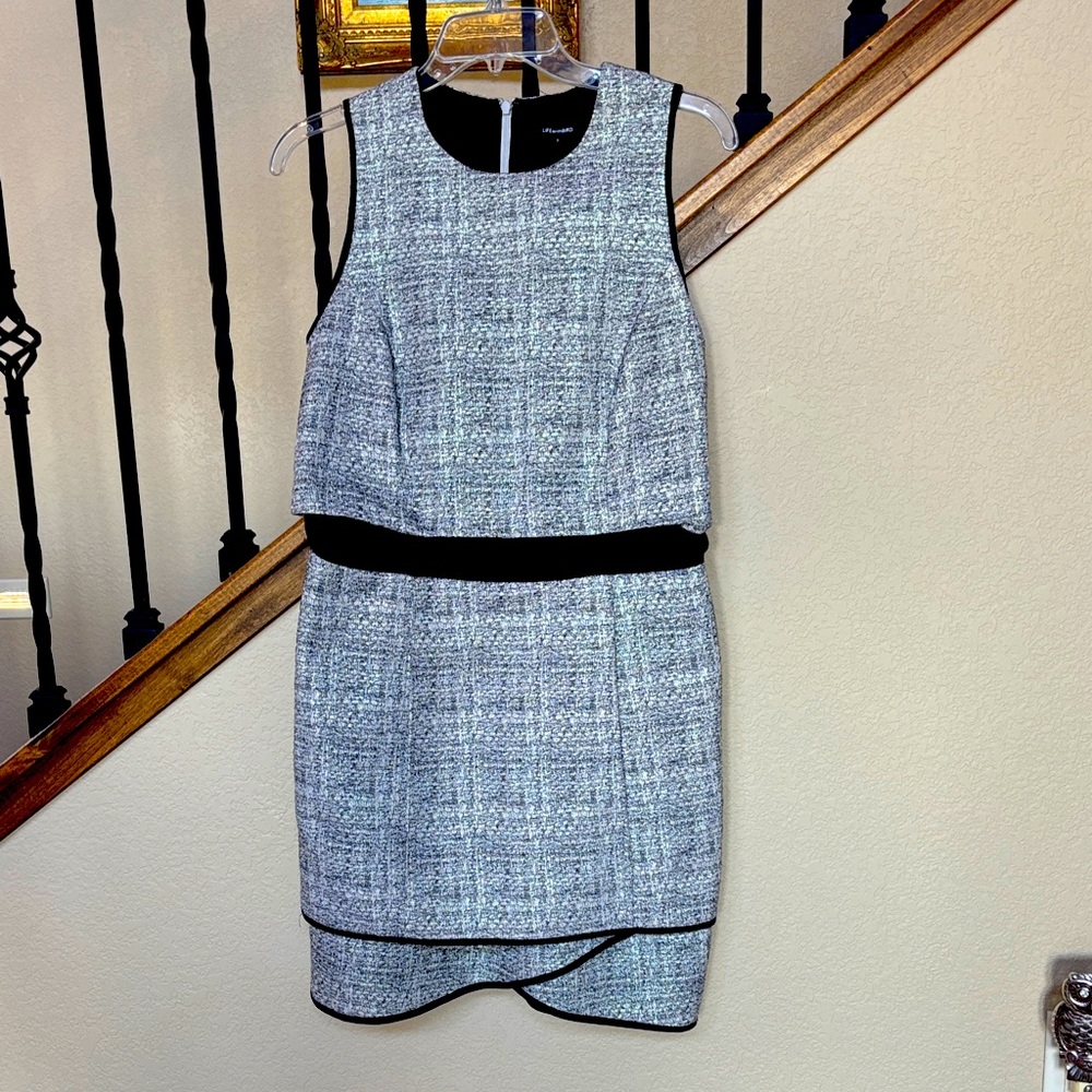 Life with Bird Black and White Metallic Sheath Dress